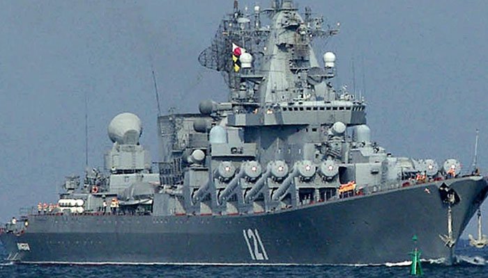 Ang punong barko ng Black Sea ng Russia.  Larawan: AFP/file