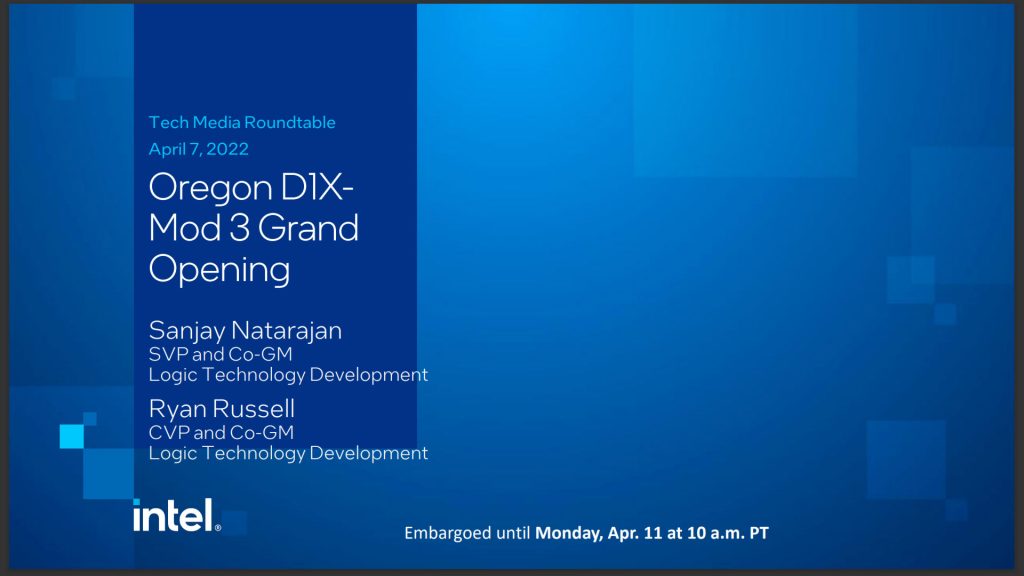 Intel D1X Mod3 fab expansion sa Oregon