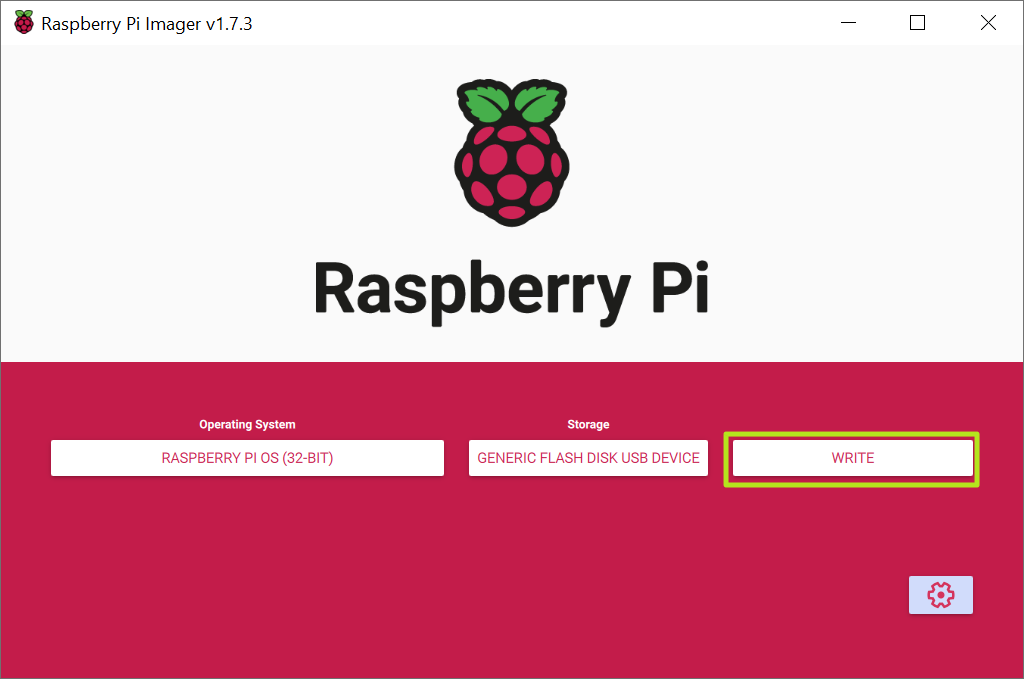 I-click ang Sumulat sa Raspberry Pi Imager